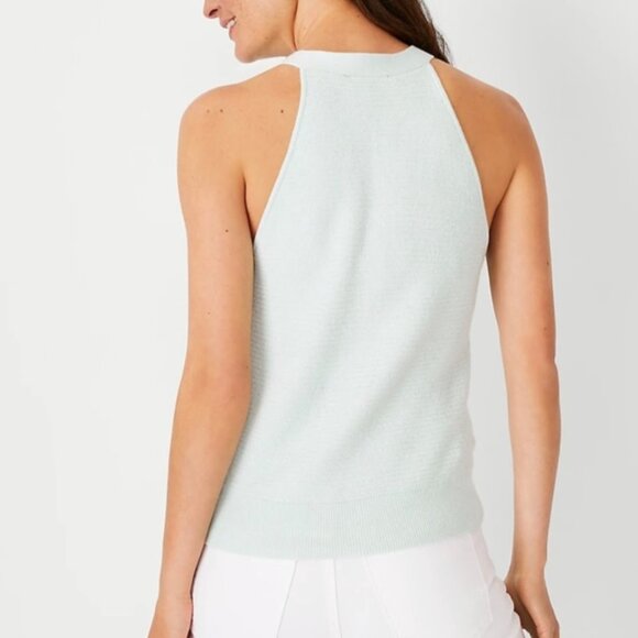 NWT Ann Taylor Mint Green Sleeveless Button-front V-neck Sweater Tank Women's S - Picture 2 of 7